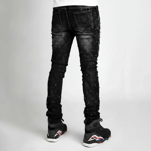 Jeans Streetwear Premium – Pierna Recta con Detalles de Perlas