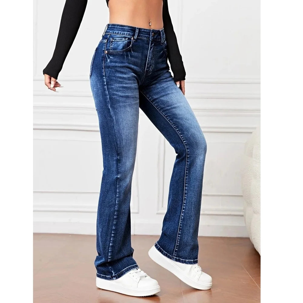 Jeans Elásticos Mujer – Corte Recto Ajustado & Cómodo