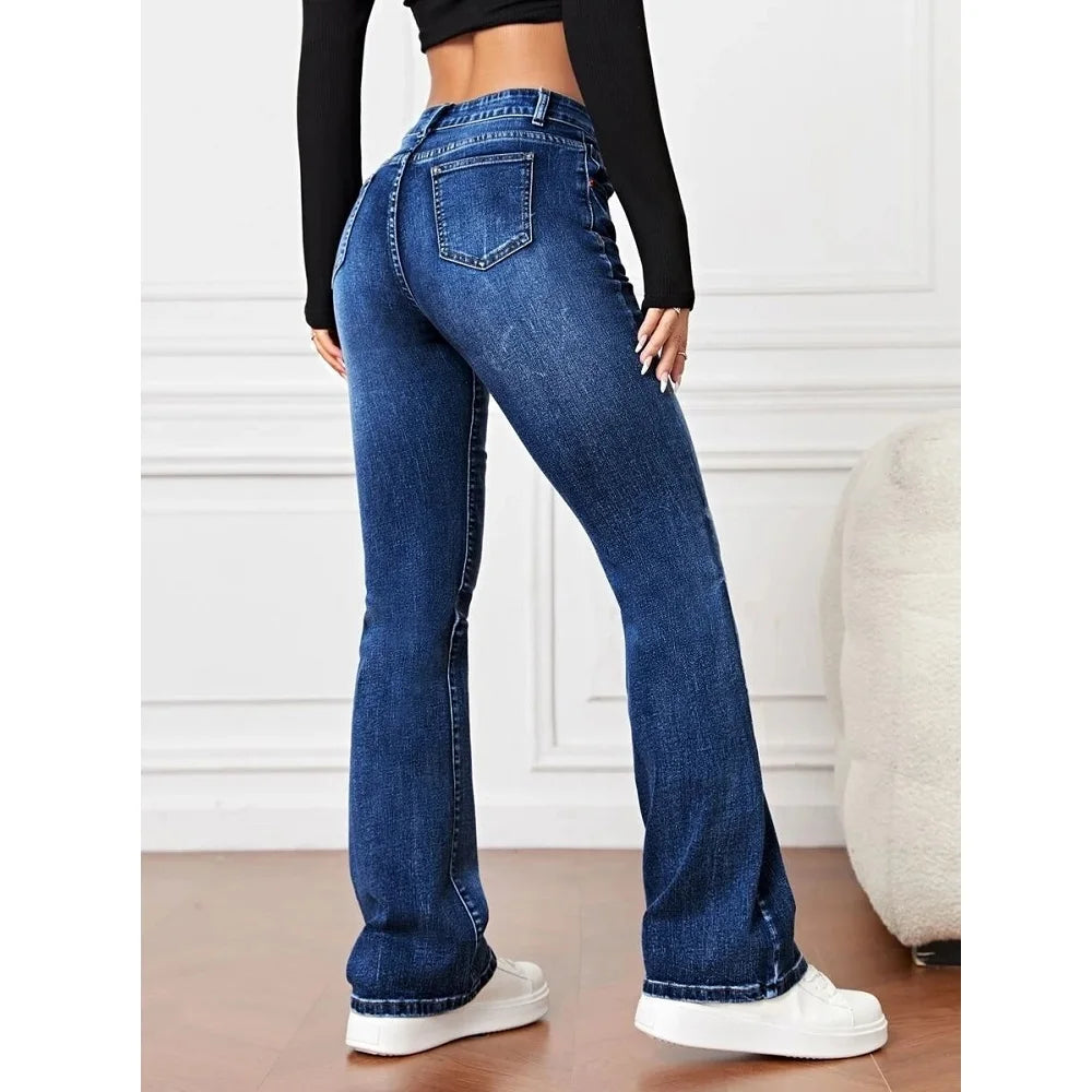 Jeans Elásticos Mujer – Corte Recto Ajustado & Cómodo
