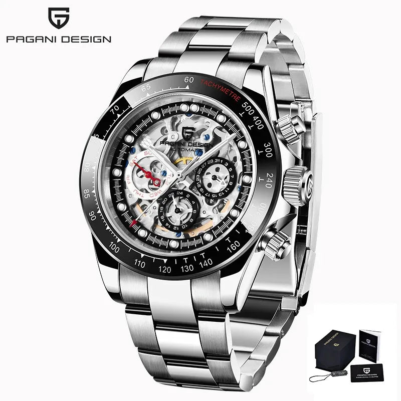 PAGANI Design – Reloj Automático Skeleton Rainbow | Cristal de Zafiro