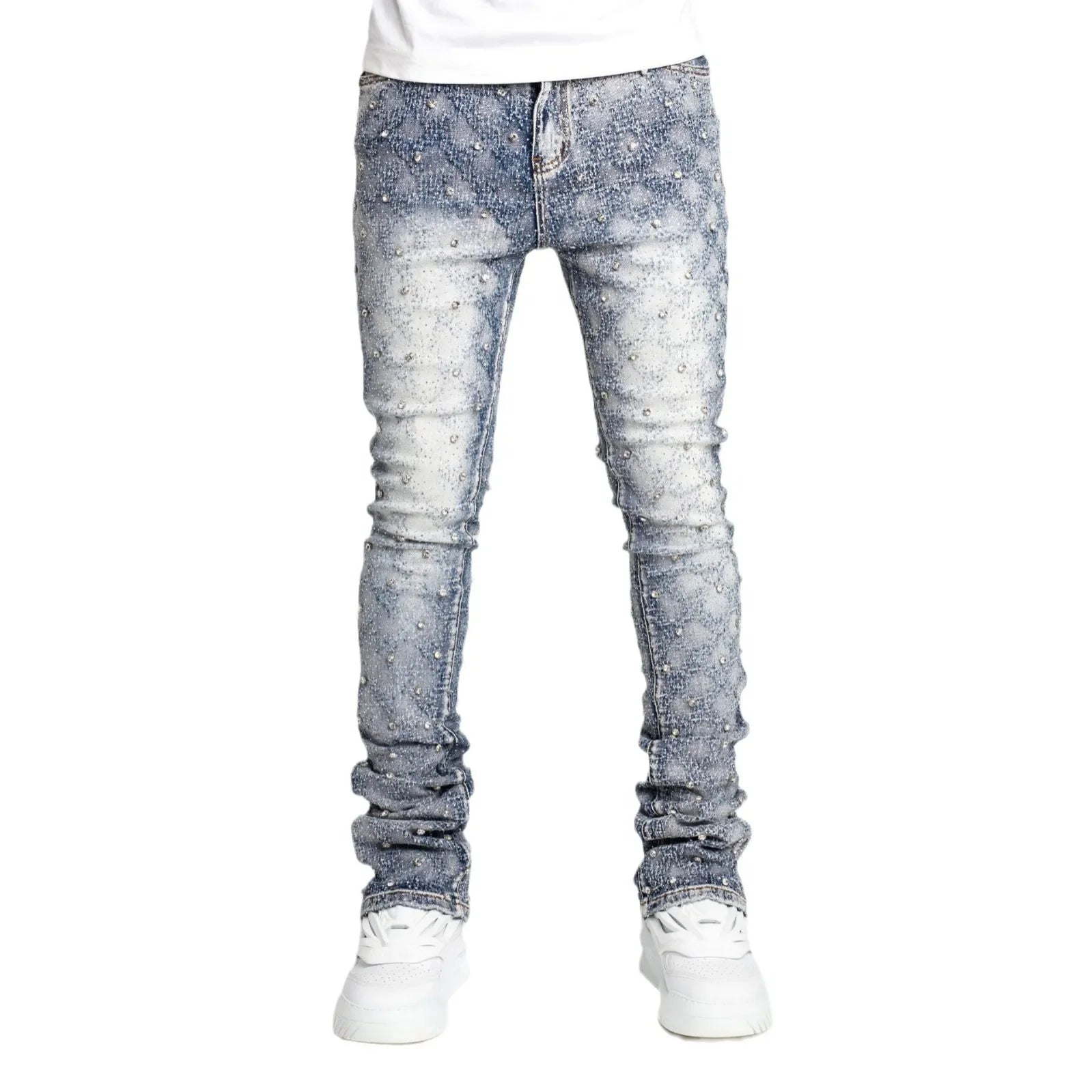Jeans Streetwear Premium – Pierna Recta con Detalles de Perlas