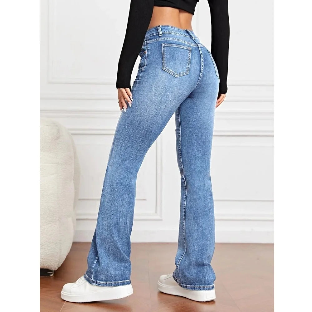 Jeans Elásticos Mujer – Corte Recto Ajustado & Cómodo