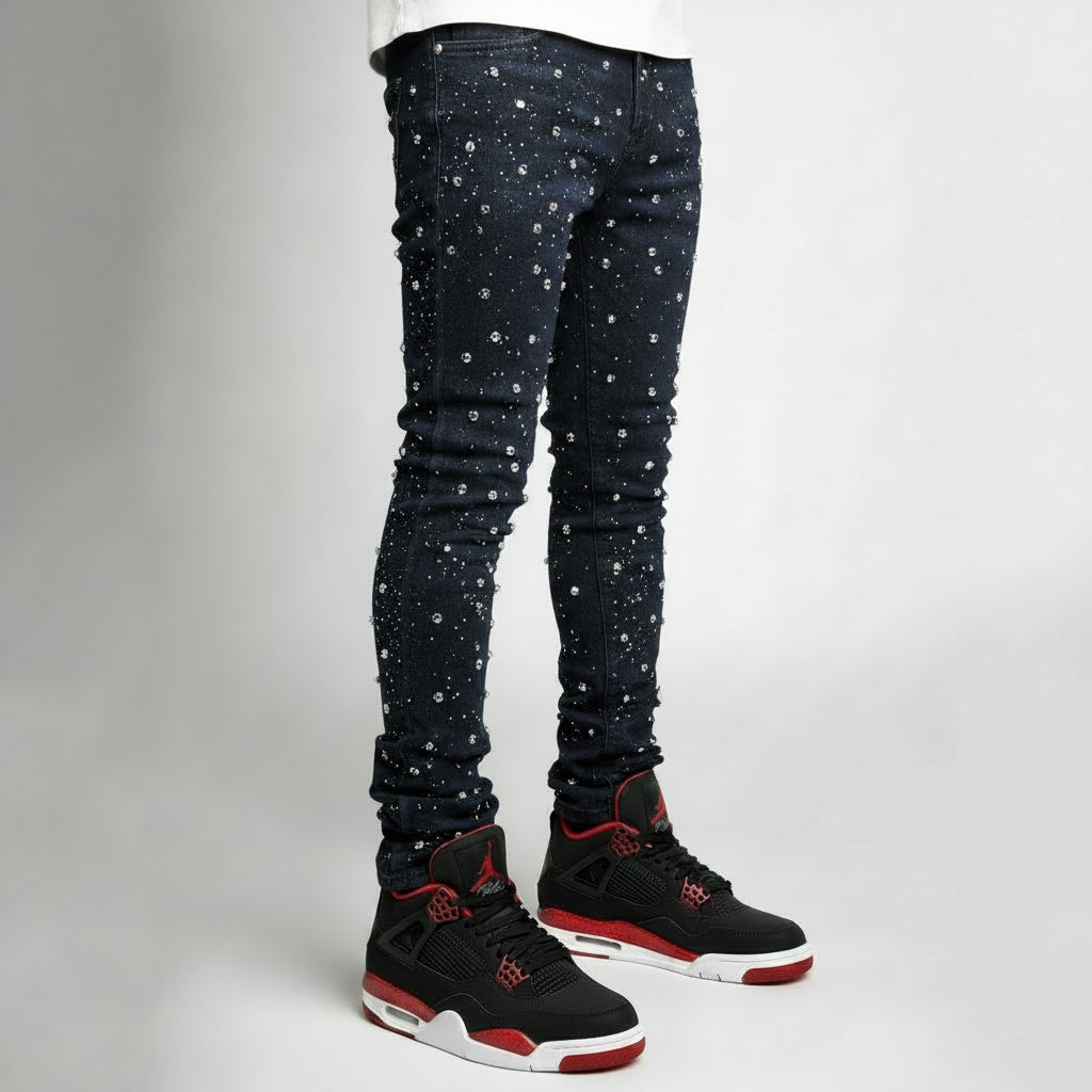 Jeans Streetwear Premium – Pierna Recta con Detalles de Perlas