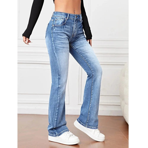 Jeans Elásticos Mujer – Corte Recto Ajustado & Cómodo